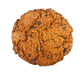 Chocolate chip cookie isolated on white background