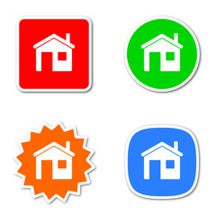 house colored vector icons set