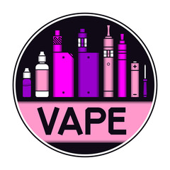 Vector illustration of electronic cigarette for vape shop and vape service, e-cigarette store