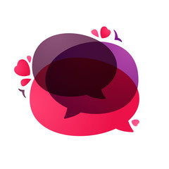 Speech bubble with hearts volume logo.