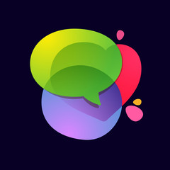 Speech bubble with heart volume logo.