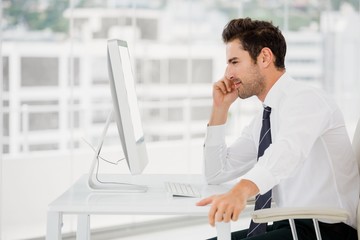 Businessman working on computer