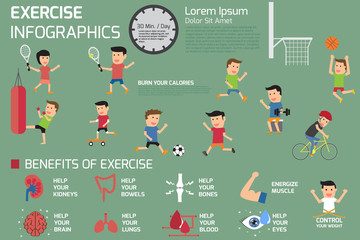 Exercise infographics elements. benefits of exercise, sport acti