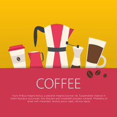 Flat design coffee concept. Coffee shop. Vector illustration background.