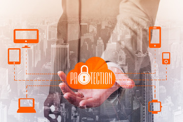 Protect cloud information data concept.