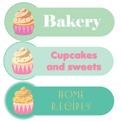 Three cupcake banners