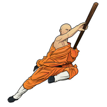 shaolin monk with staff