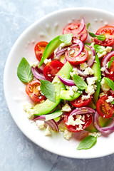 Avocado and Cherry Tomato Salad with Feta and Thai Basil
