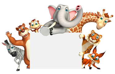 3d rendered illustration of wild animal with white board