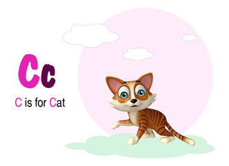 Cat domastic animal with alphabte