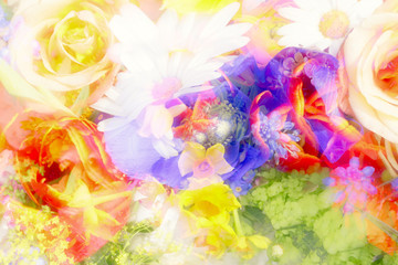 blurred double exposure of flowers for backgrounds