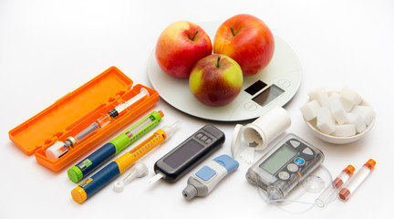Education about what you need to control diabetes: insulin pump, blood sugar meter, insulin pen, glucose injection (adrenalin), sugar (for low blood sugar), counting carbohydrates
