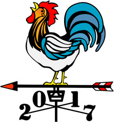 2017年　酉年　年賀状　時を告げる風見鶏