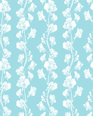 Seamless pattern with Realistic graphic flowers - sweet pea - ha