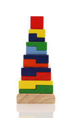 Obraz premium wooden pyramid children's toy isolated on white background.