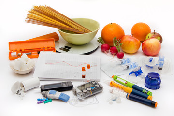 Education about what you need to control diabetes: insulin pump, blood sugar meter, insulin pen, glucose injection (adrenalin), sugar (for low blood sugar), counting carbohydrates