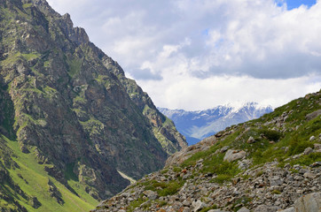 Fototapeta na wymiar Mountain slope and alpine meadow near Georgia