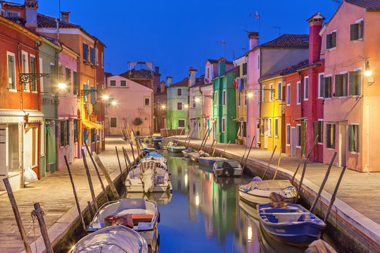 Canal and colorful houses on Burano Island