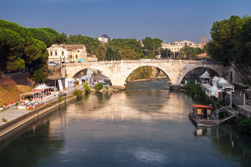 Fototapeta na wymiar Ponte Cestio. Roman bridge in Rome, Italy