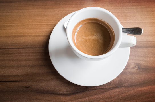 Cup of freshly brewed espresso coffee