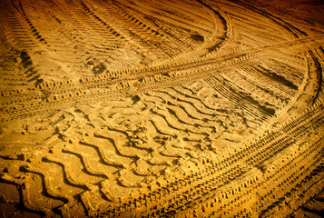 Tire tracks on the sand