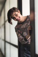 portrait of business woman in casual clothes at startup office