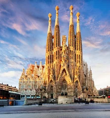 Fotobehang Barcelona BARCELONA, SPANJE - FEB 10: Uitzicht op de Sagrada Familia, een grote
