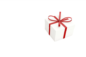 white present box with red ribbon