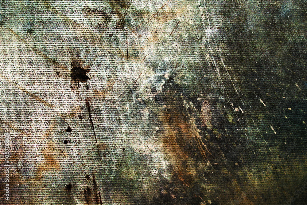 Aufkleber abstract painting with blurry and stained structure. Color effect and Computer collage.