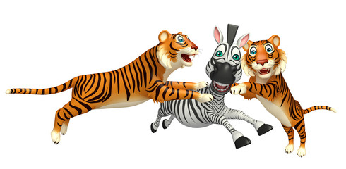 Fototapeta na wymiar Tiger hunting Zebra