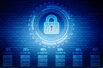 Security concept: Lock on digital screen, contrast, 3d render