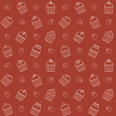 Seamless pattern with different cakes