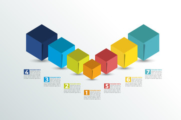 Cube infographics options banner, template, scheme, chart, text layout.