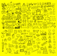 Business doodles Sketch set : infographics elements isolated