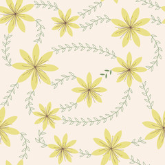 Yellow flowers with stamens pattern vintage