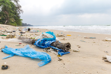 dirty beaches.Caused by the dumping of undisciplined.