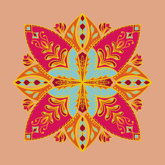 Vector floral colorful mandala. Beautiful design element in ethnic style. Indian, arabic, oriental motives.