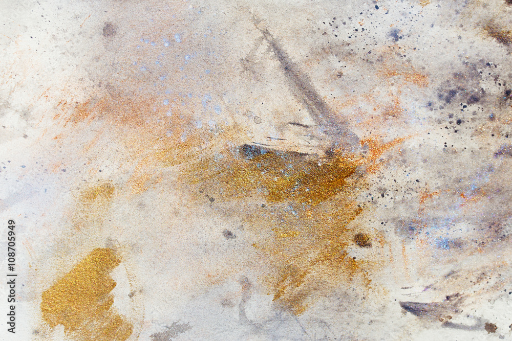 Aufkleber abstract painting with blurry and stained structure. metal rust effect with glitter grains. painting