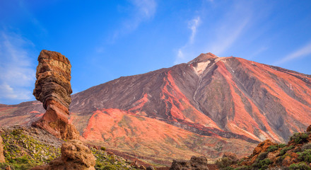 Teide mountain peak and  Garcia stone in Tenerife National Park, Spain