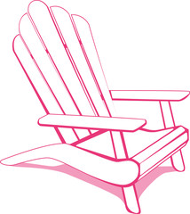 Beach chair. White and Pink vector illustration.