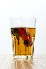 Image of a drunk driving accident inside a small glass