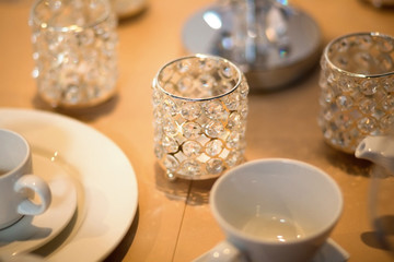 crystal candlesticks on the table