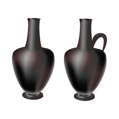 Jug vase dark clay  black on a white background