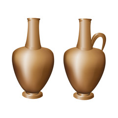 Jug vase dark clay on a white background