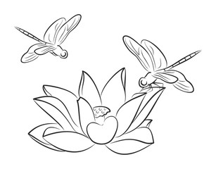 Лотос со стрекозами