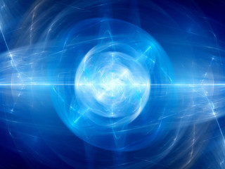 Blue glowing fusion in space