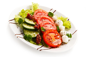 Caprese salad on white background