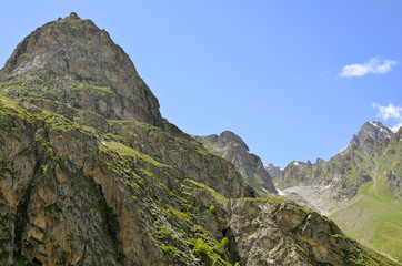Winding mountain silhouette summer in the Caucasus