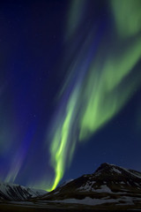 Fototapeta premium Northern Lights above mountains edge