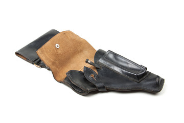 Leather holster, isolated on white